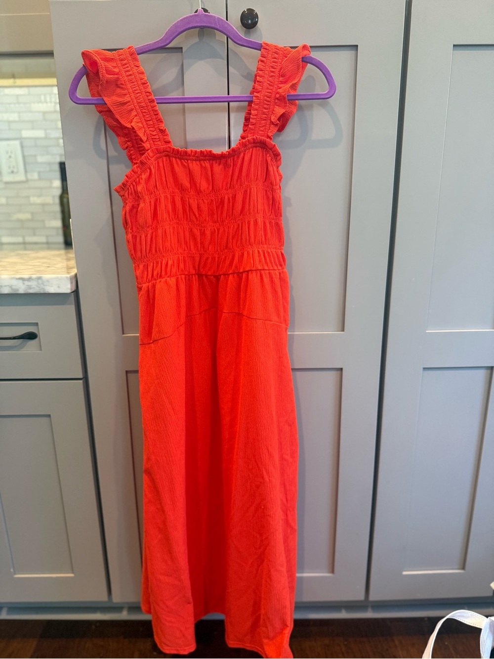 Old Navy Bright Red Midi Sundress with Ruffle Straps
